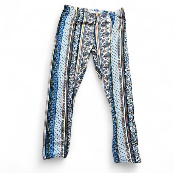 French Laundry Pants - French Laundry Boho Paisley Striped Capri Leggings, Women's Size‎ 1X